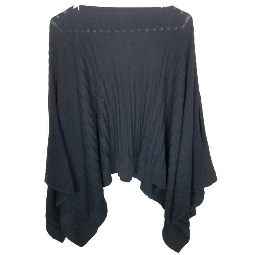 Lululemon Womens Silk Blend Dolman Poncho Sweater OS Black Stretch Crop Pockets